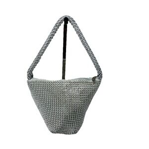 Silver Sparkle Clutch Purse Bag Small Zip‎ Snap Closure